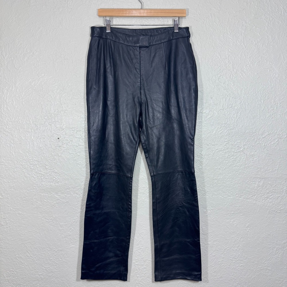 Adler Collection Leather Pants 12 Vtg Tailored Biker Moto Y2K‎ 90s Goth Grunge